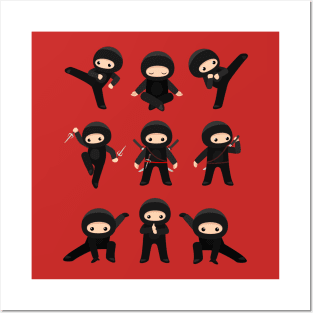 Japanese Ninja Cute Kawaii Different Poses Posters and Art